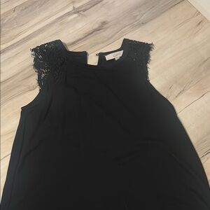 LOFT Black Top with Lace Accents